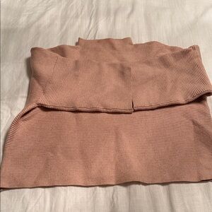 Ellison Women's Tan Ribbed Cowl Neck Sweater